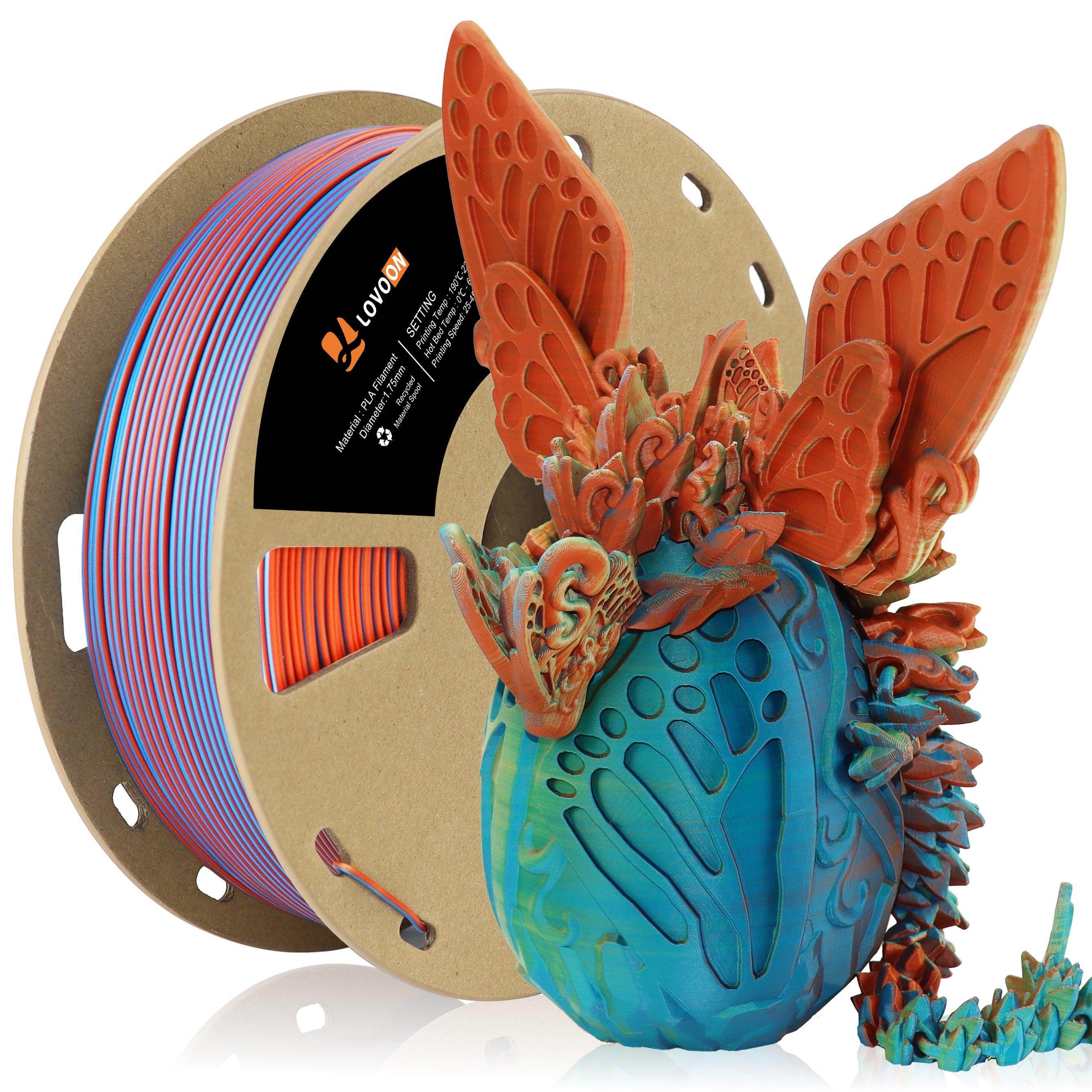 Matte Tricolor PLA Filament Orange-Blue-Yellow - Lovoon