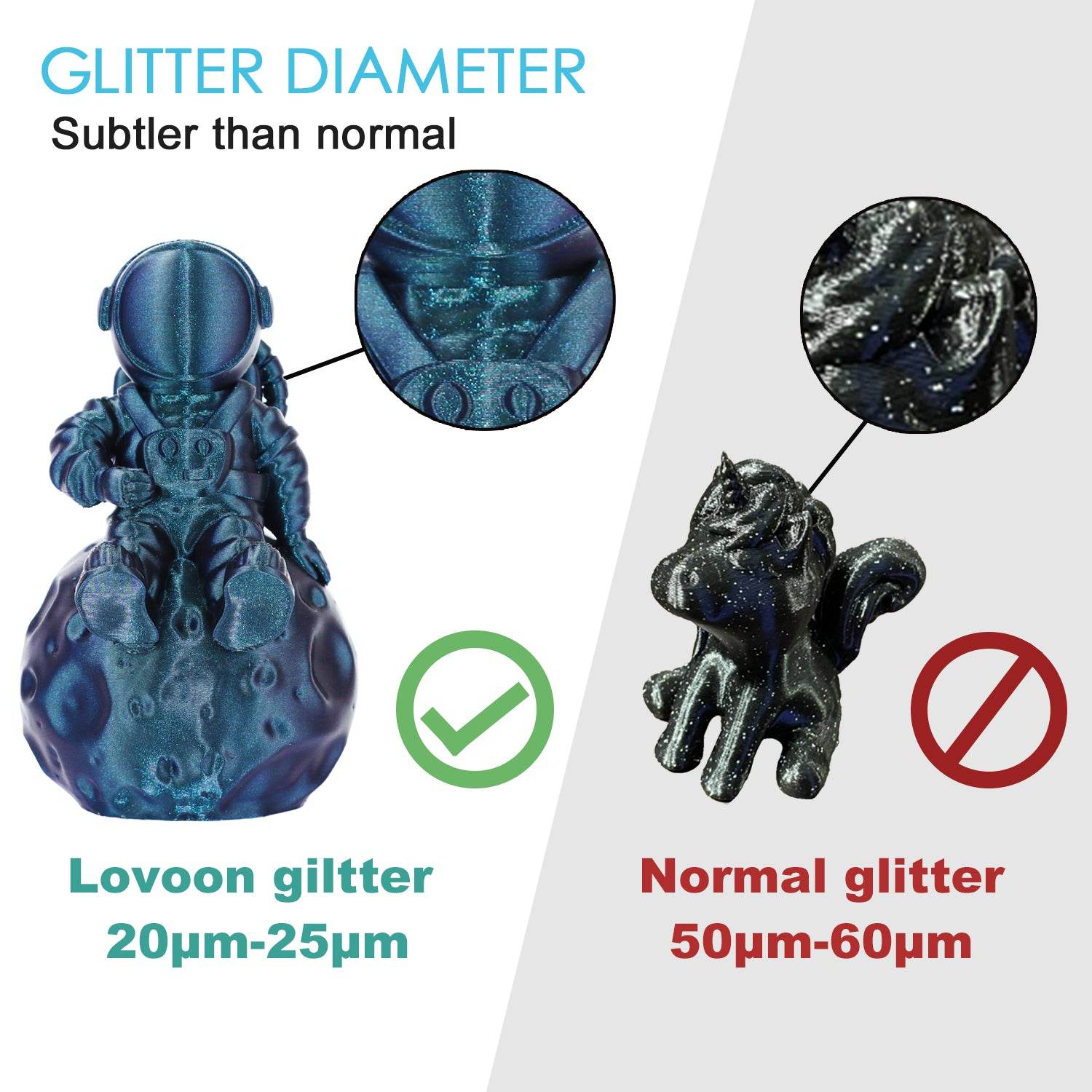Sparkle PLA Filament Galaxy Blue (Light Blue) Color Change - Lovoon