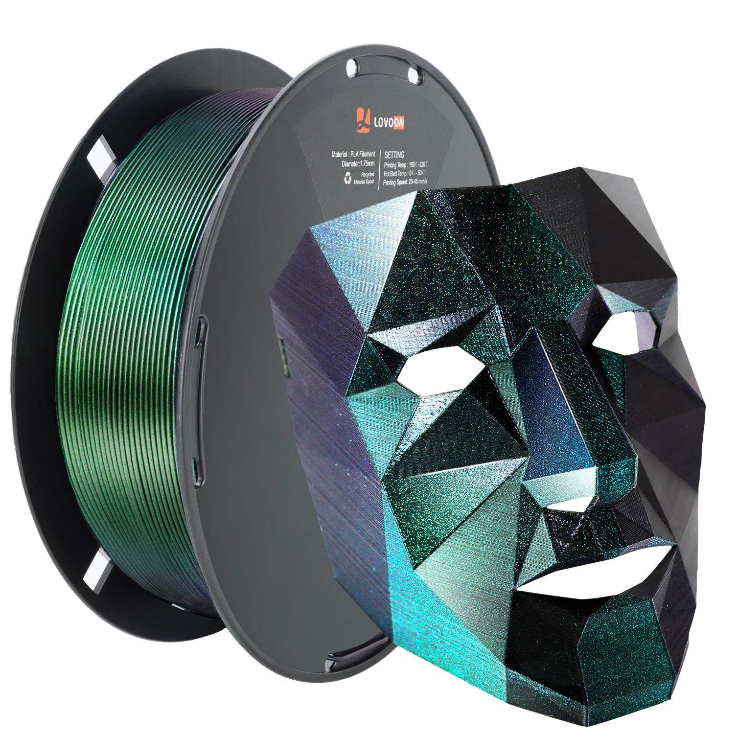 Sparkle PLA Filament Galaxy Green Burnt Titanium - Lovoon