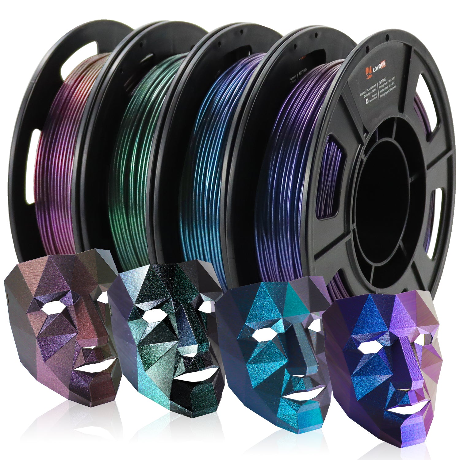 Sparkle PLA Filament Bundle Galaxy Red-Purple-Blue-Green 200g x 4 Spools