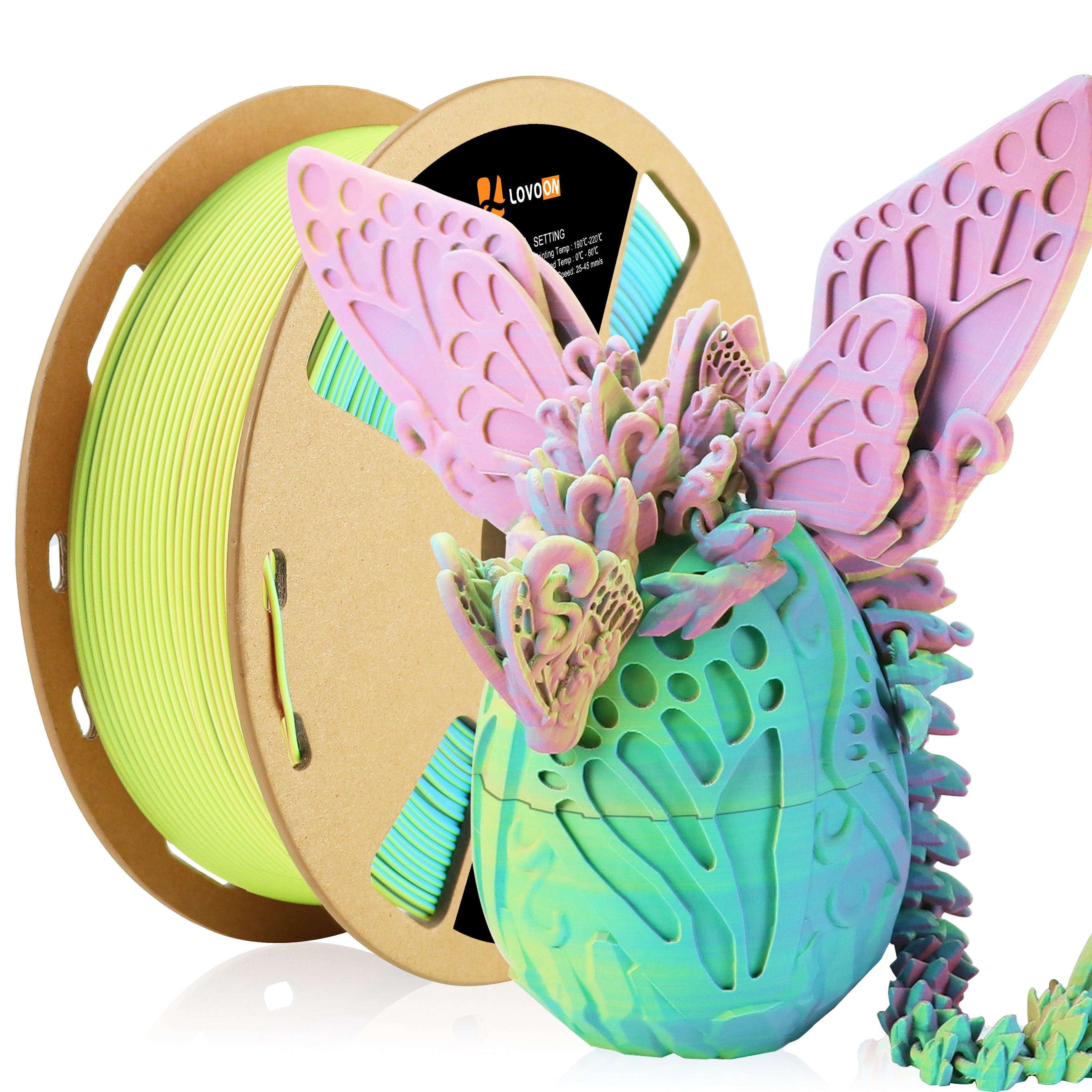 Mattes dreifarbiges PLA-Filament Pink-Gelb-Blau