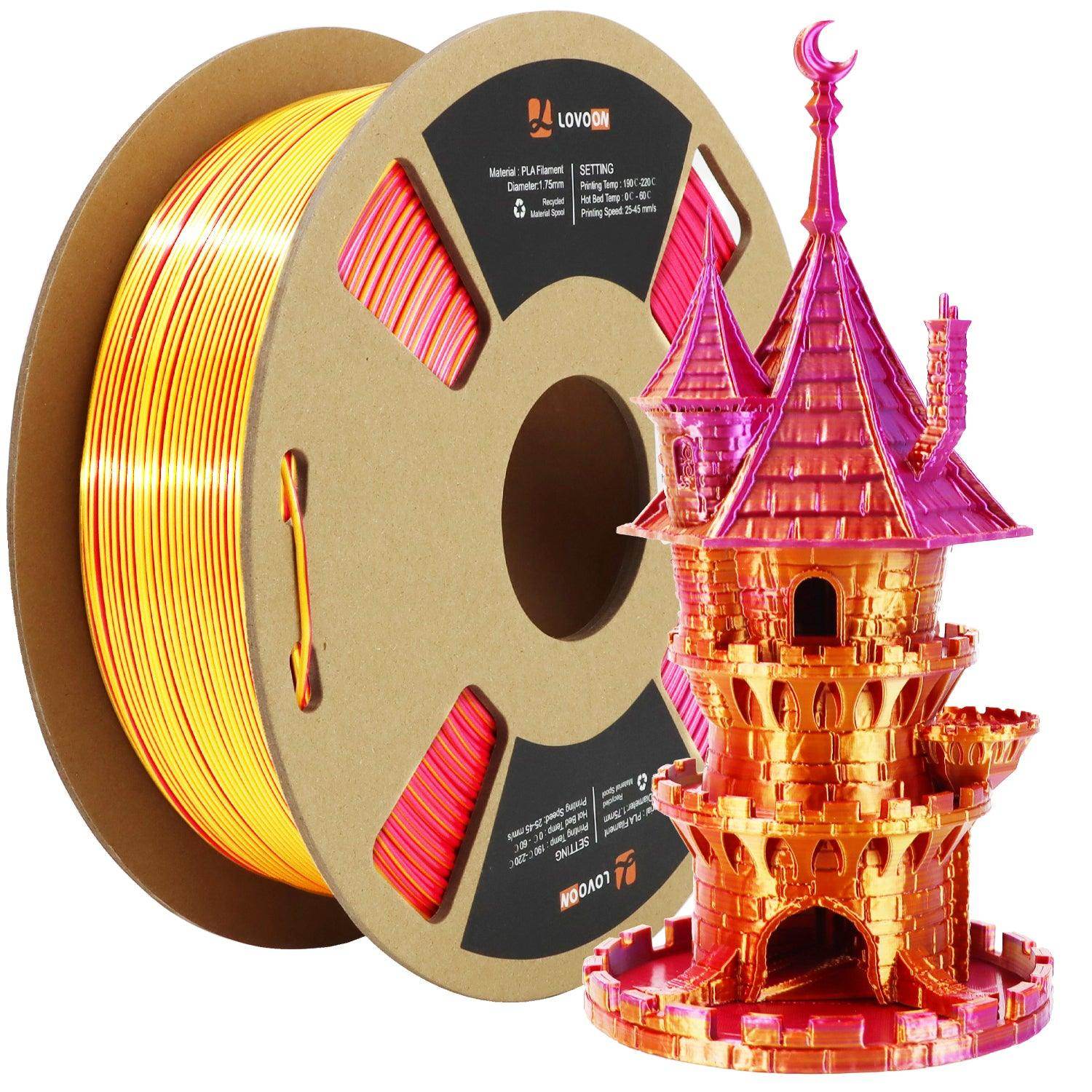 Tricolor Silk PLA Filament Gold-Red-Purple - Lovoon