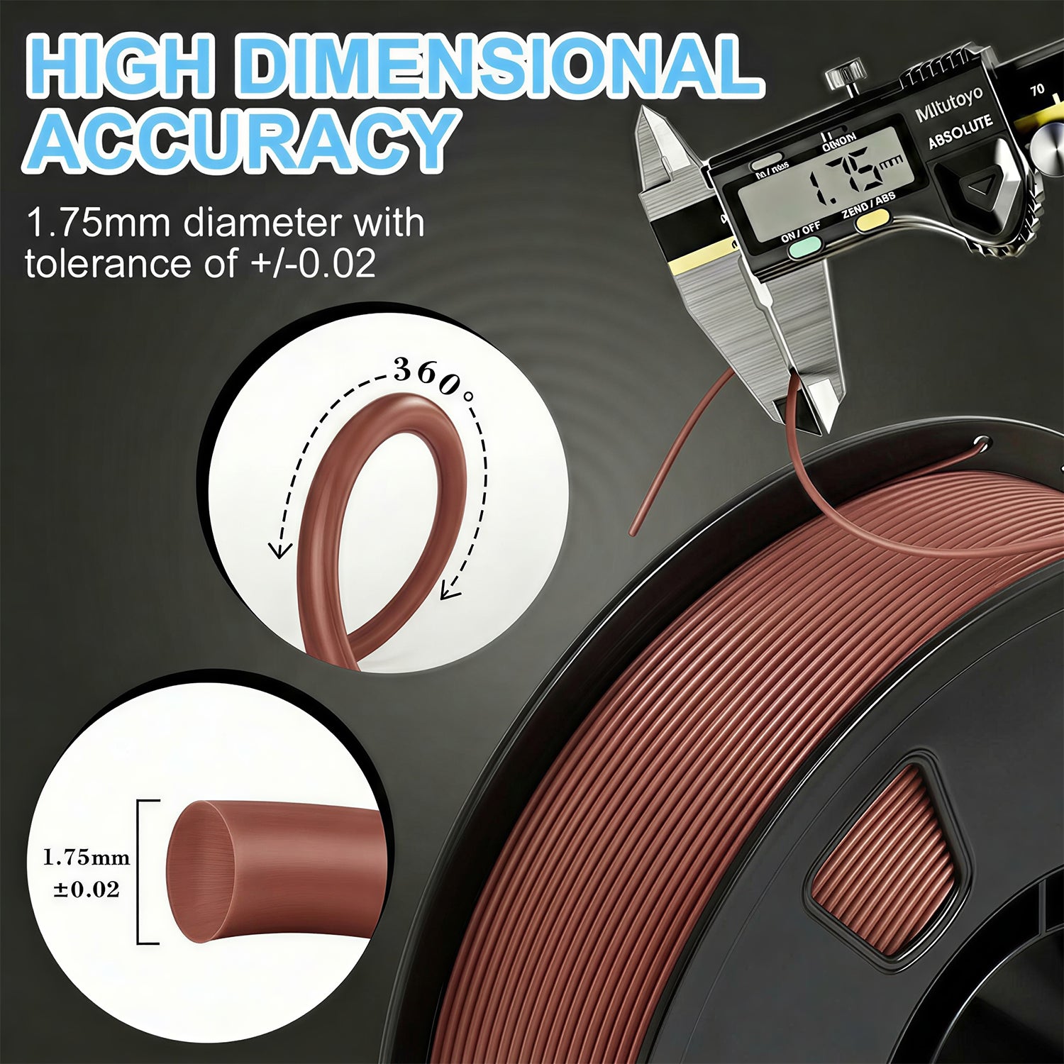 LOVOON PLA 3D Printer Filament-Brown