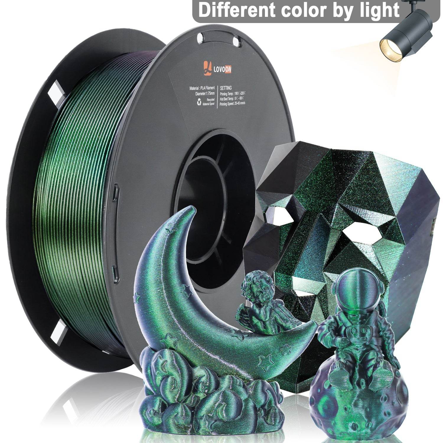 Sparkle PLA Filament Galaxy Green Burnt Titanium - Lovoon