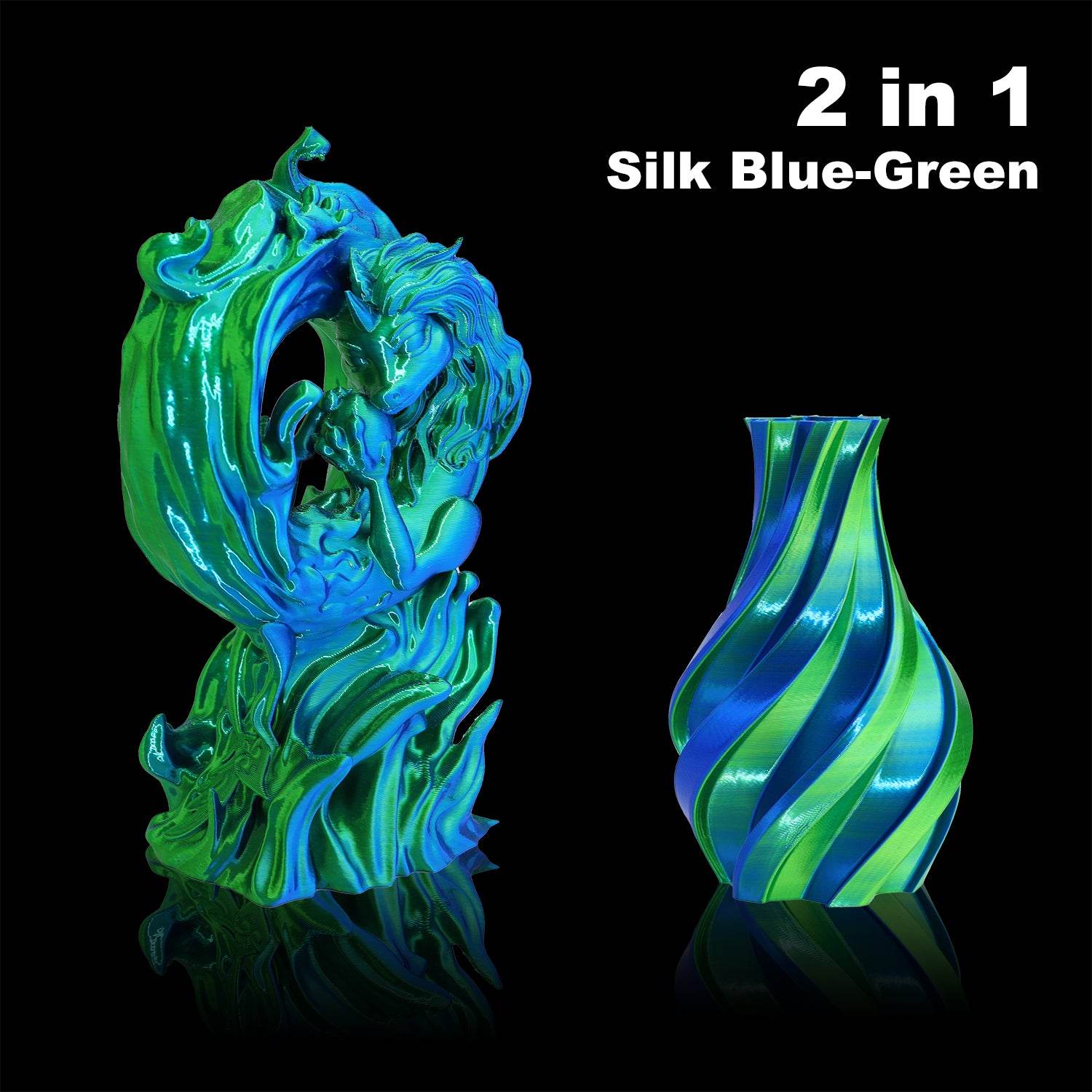 Dual Color Silk PLA Filament Blue-Green - Lovoon