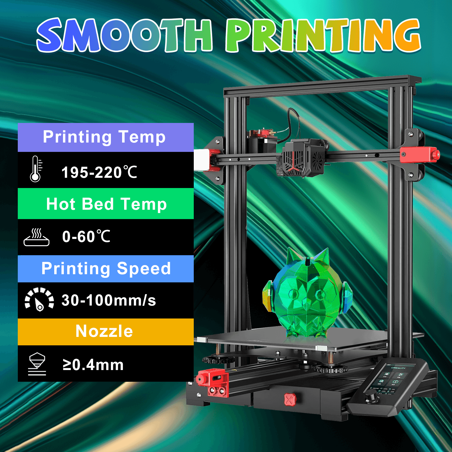 Tricolor Silk PLA Filament Orange-Green-Blue - Lovoon