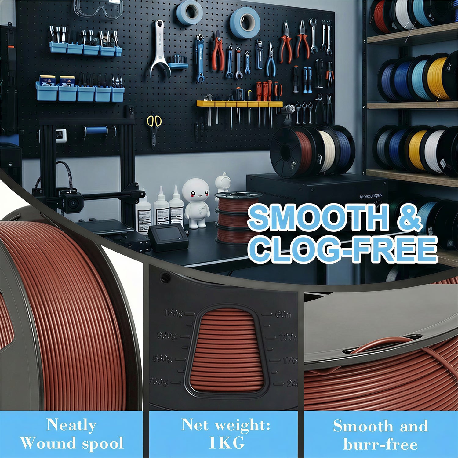 LOVOON PLA 3D Printer Filament-Brown