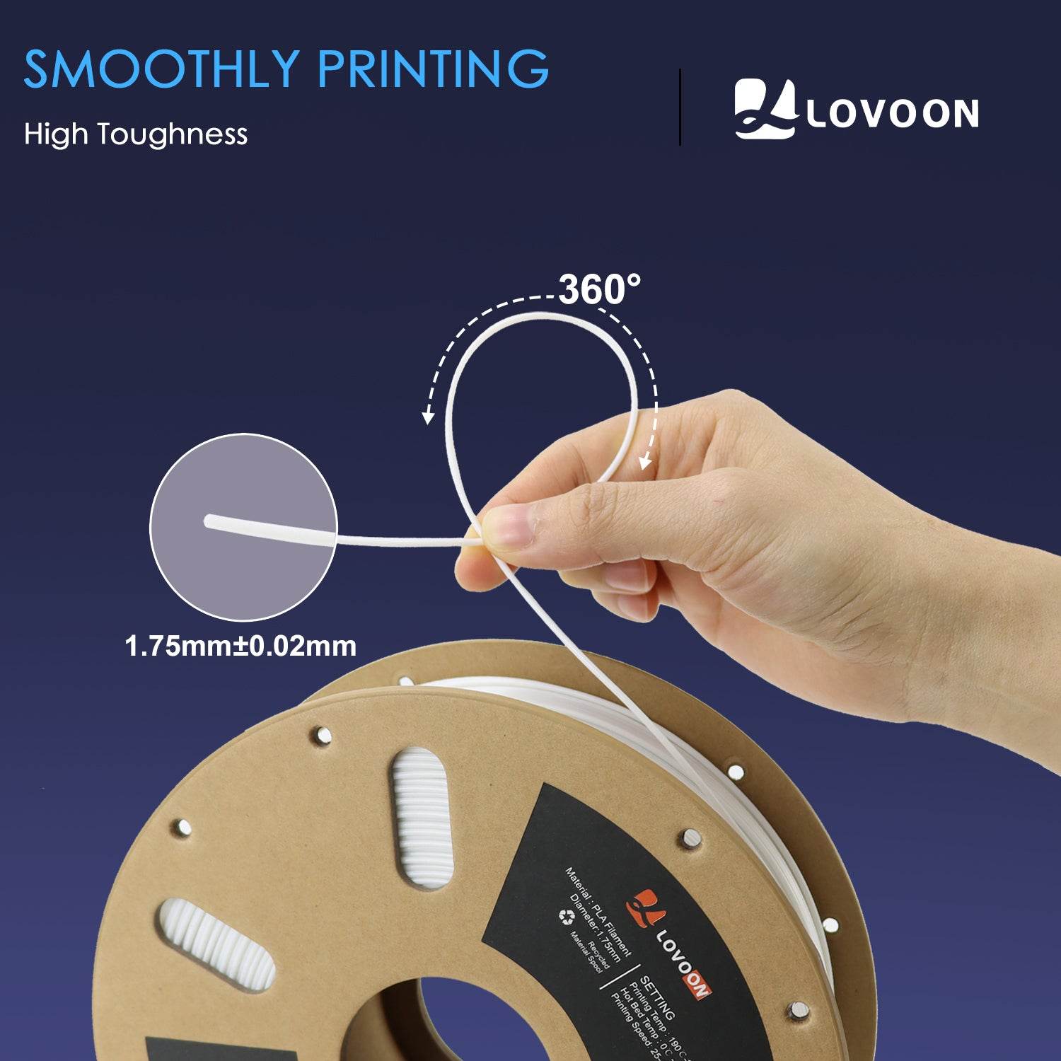 PLA Filament Regular White - Lovoon