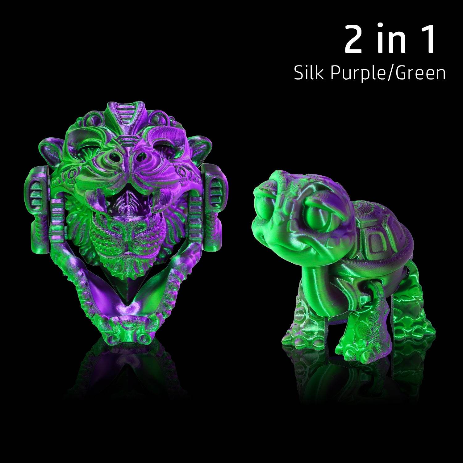 Dual Color Silk PLA Filament Green-Purple - Lovoon