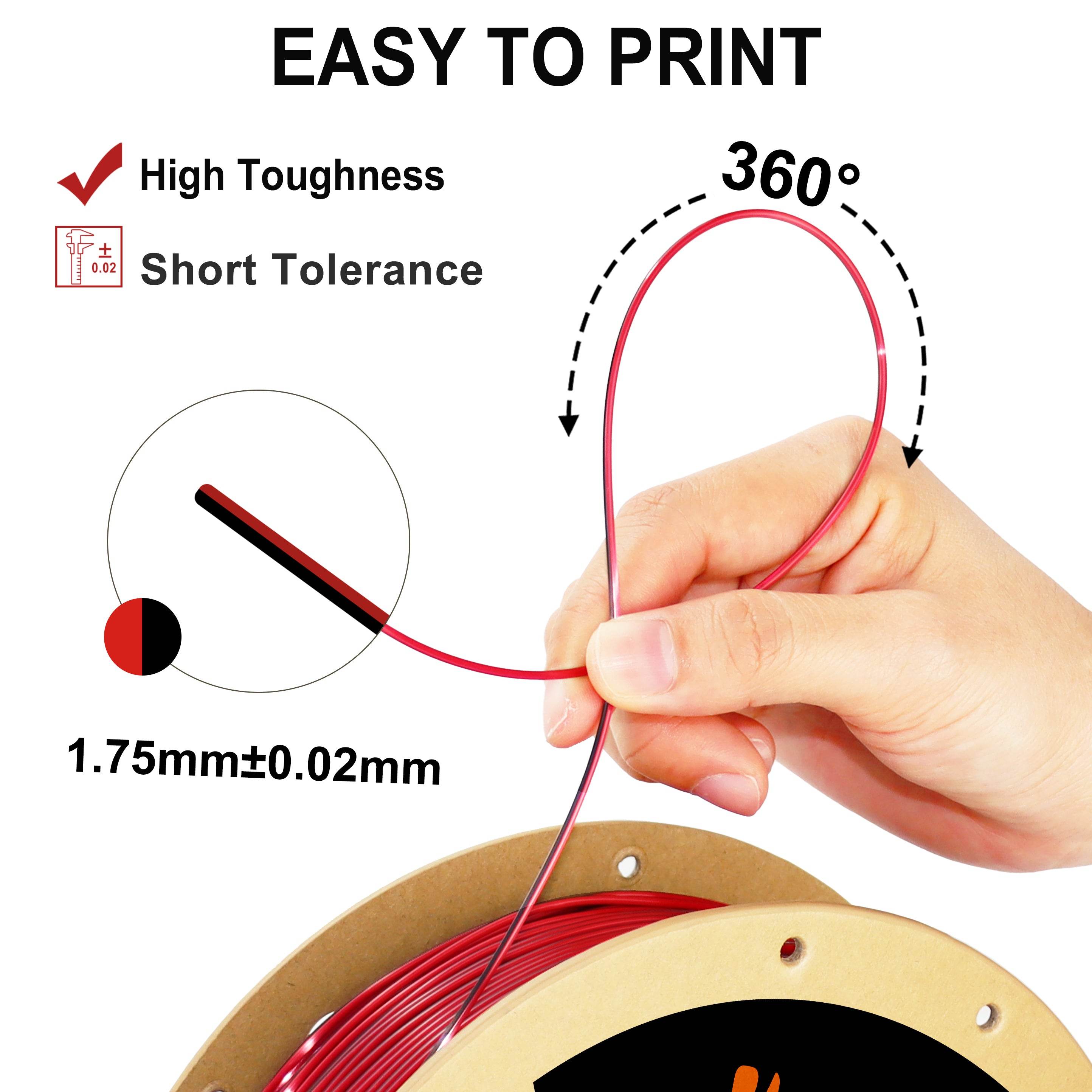 Dual Color Silk PLA Filament Red-Black - Lovoon