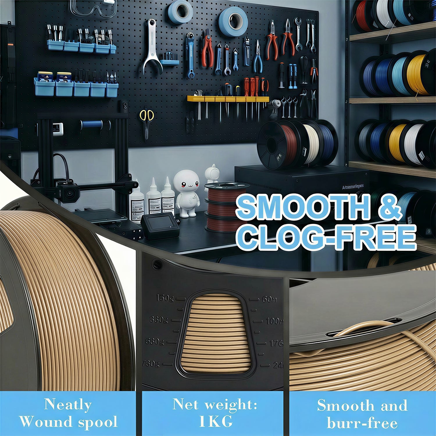 LOVOON PLA Filament 1KG-Wood Color