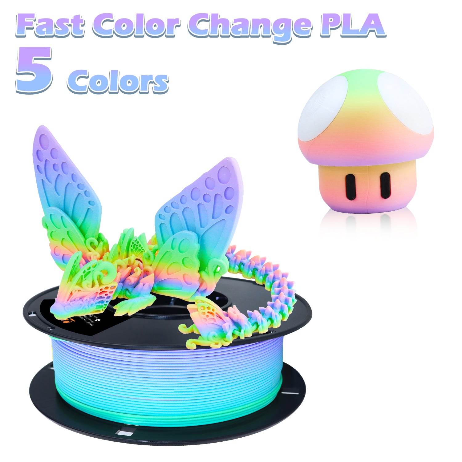 Matte PLA Filament Gradient Green-Blue-Purple-Pink-Orange - Lovoon