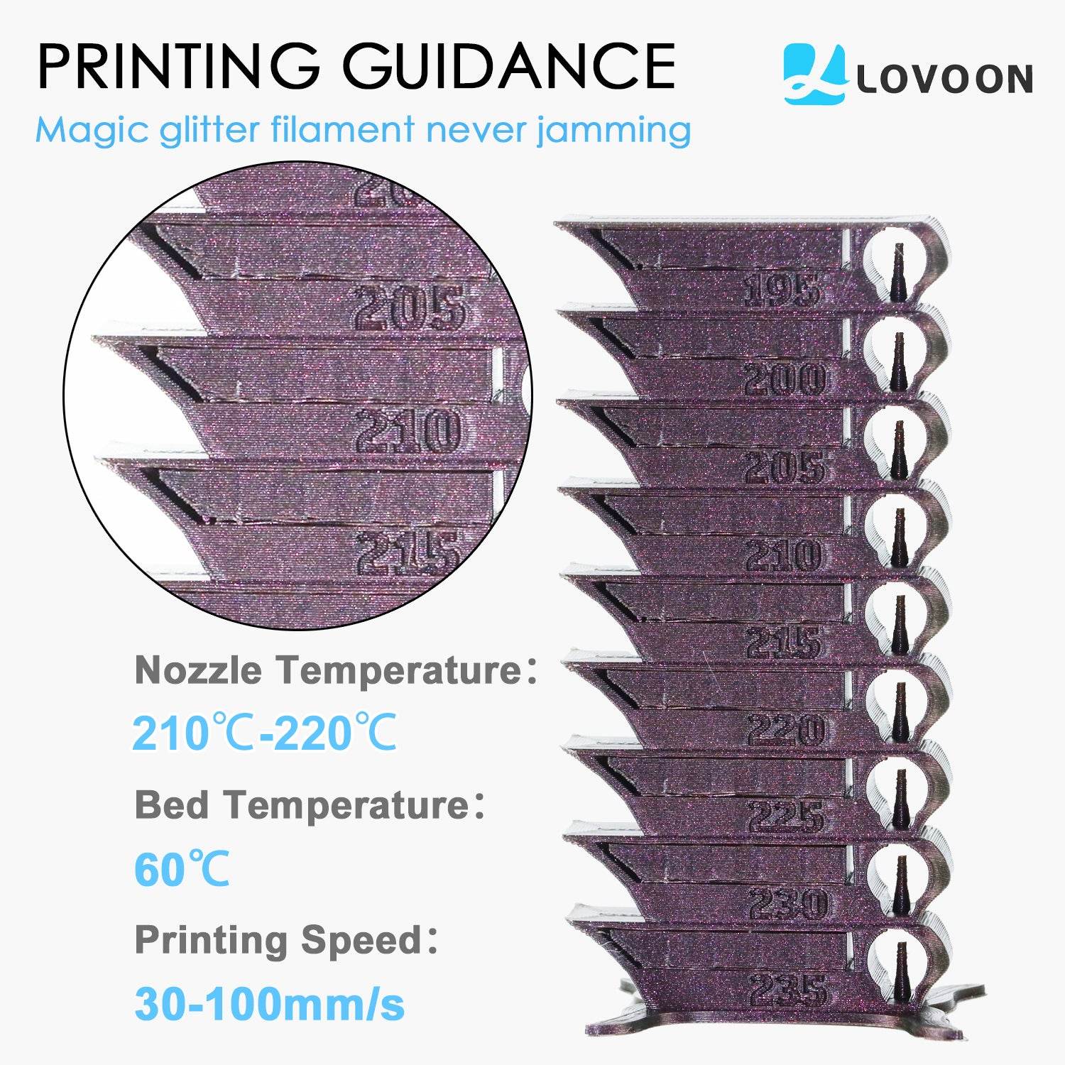 Sparkle PLA Filament Galaxy Wine Red Color Change - Lovoon