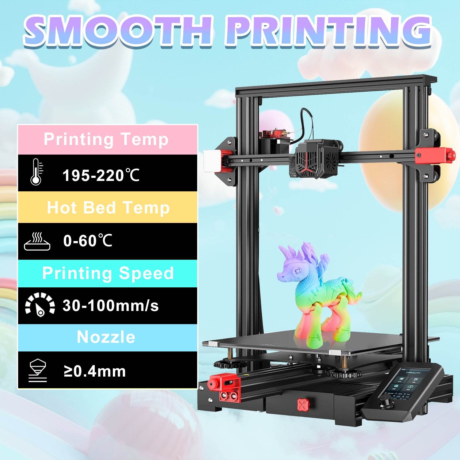 Matte PLA Filament Gradient Green-Blue-Purple-Pink-Orange - Lovoon