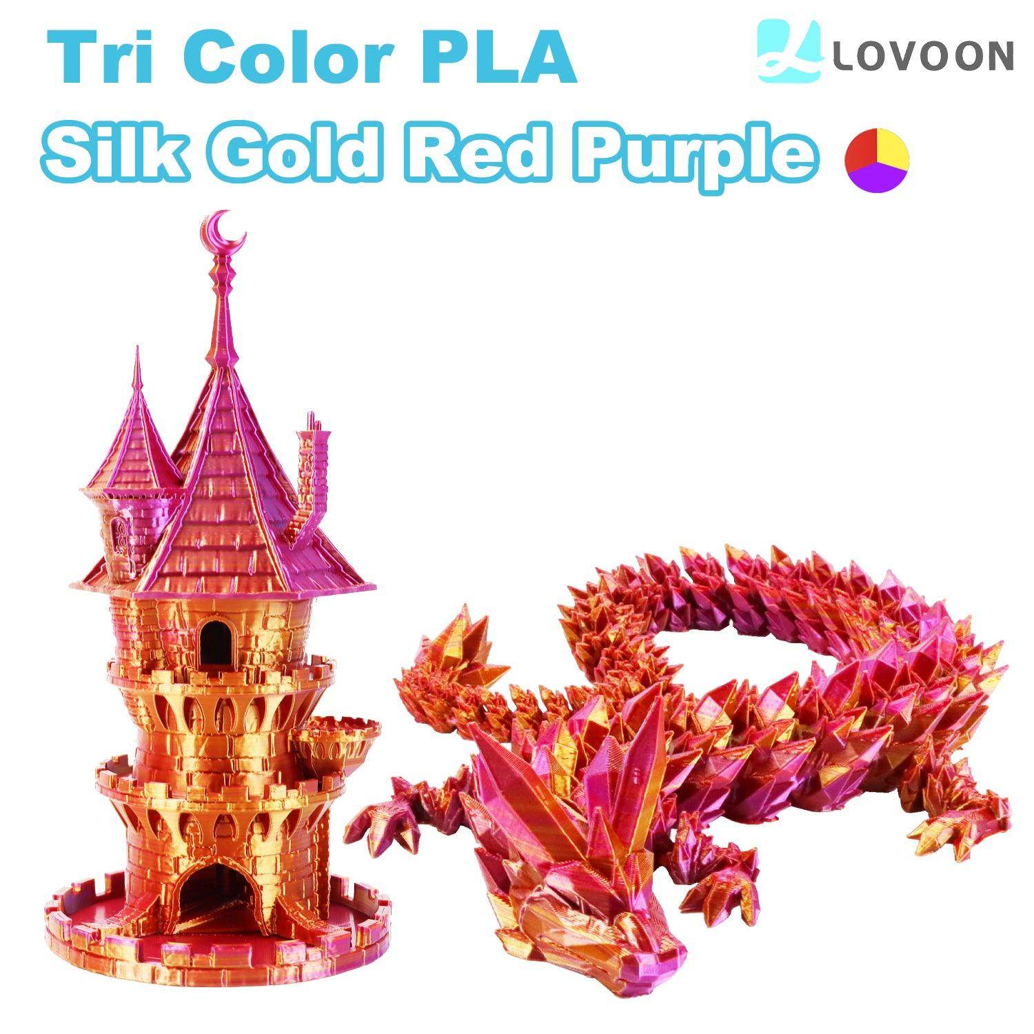 Tricolor Silk PLA Filament Gold-Red-Purple - Lovoon