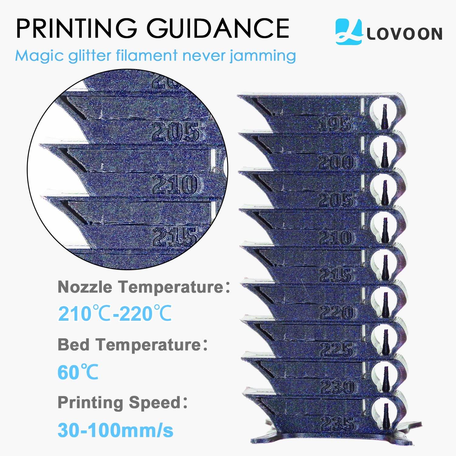 Sparkle PLA Filament Galaxy Purple-Blue Upgraded - Lovoon