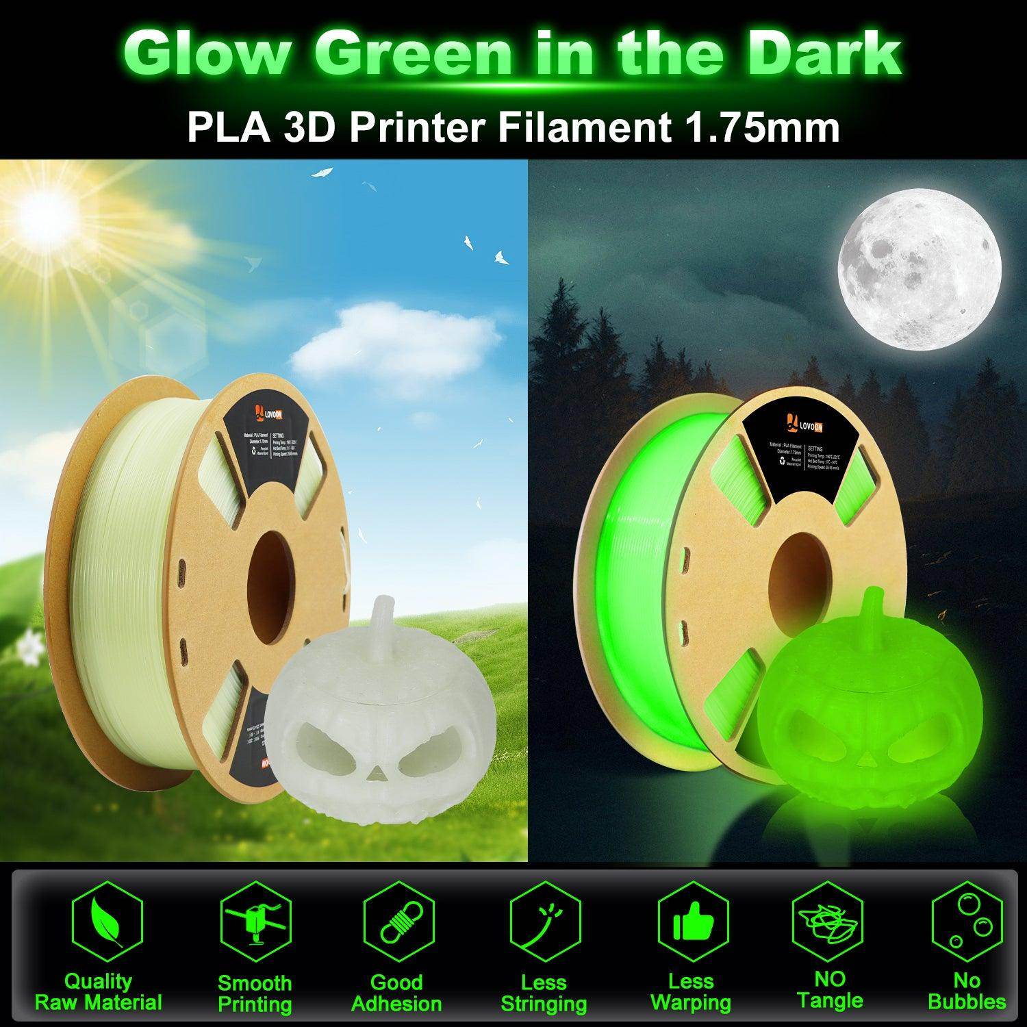 Glow in the Dark PLA Filament Green - Lovoon