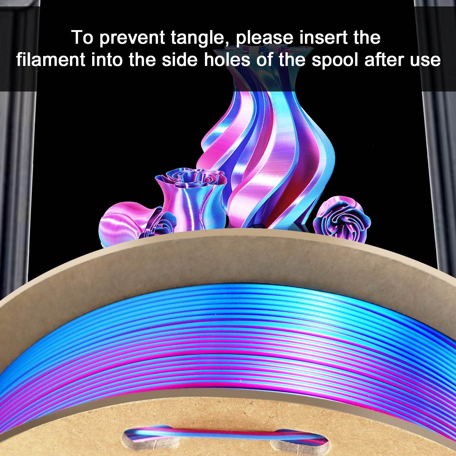 Dual Color Silk PLA Filament Sky Blue-Rose Red - Lovoon