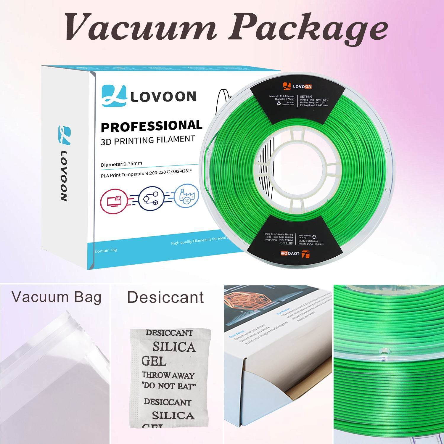Dual Color Silk PLA Filament Green-Purple - Lovoon