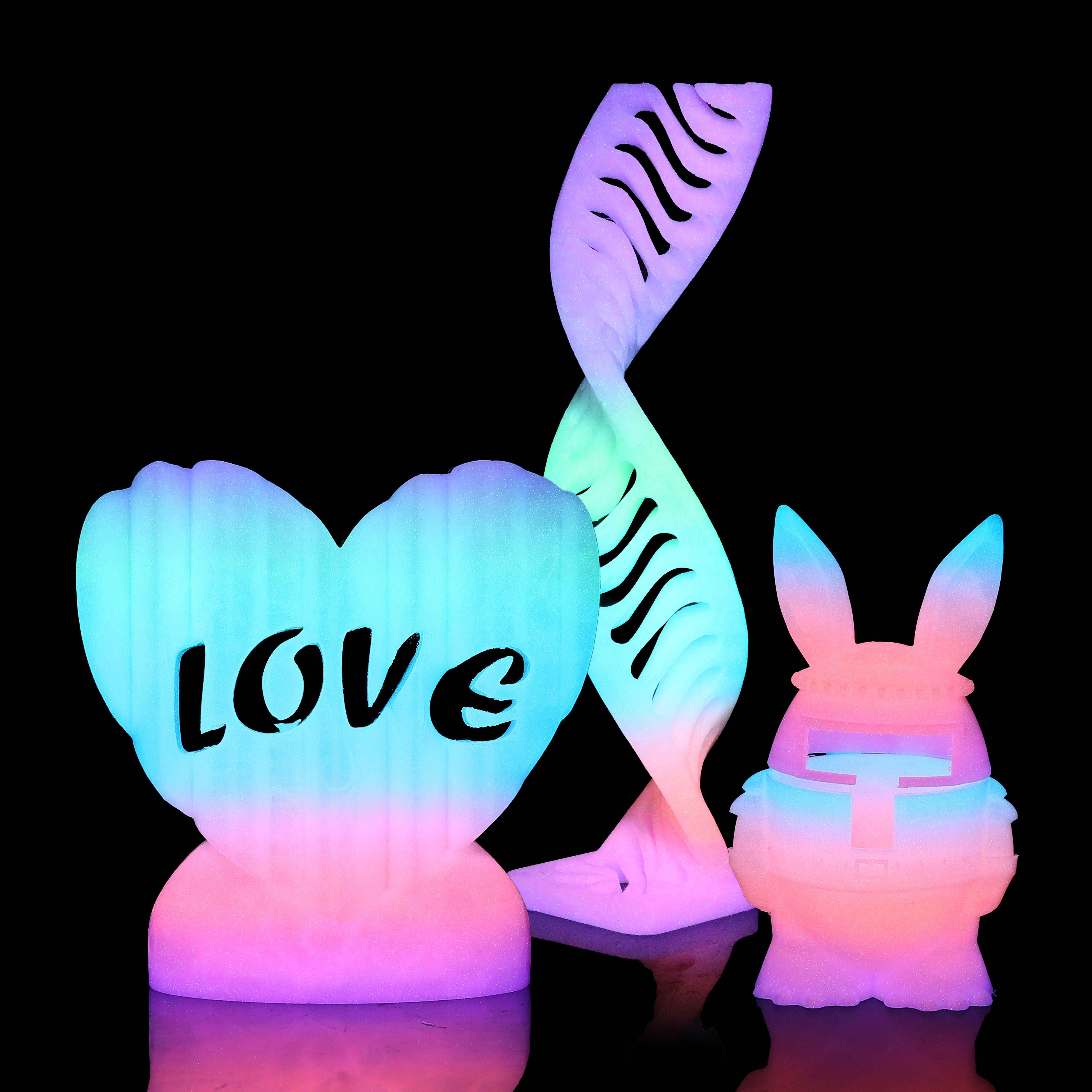 Glow in the Dark Rainbow PLA Filament Pink-Purple-Blue - Lovoon