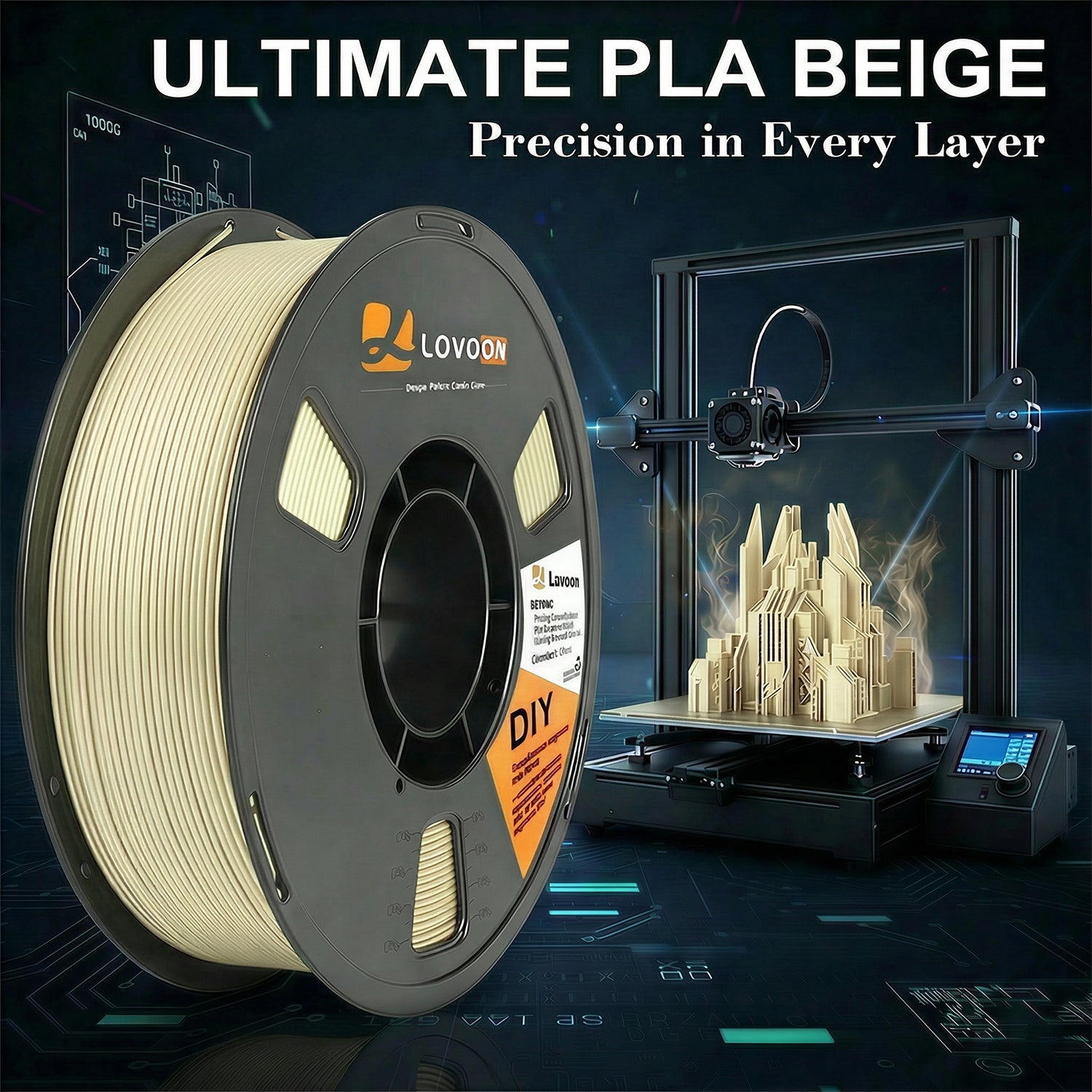LOVOON PLA Filament Beige 1KG