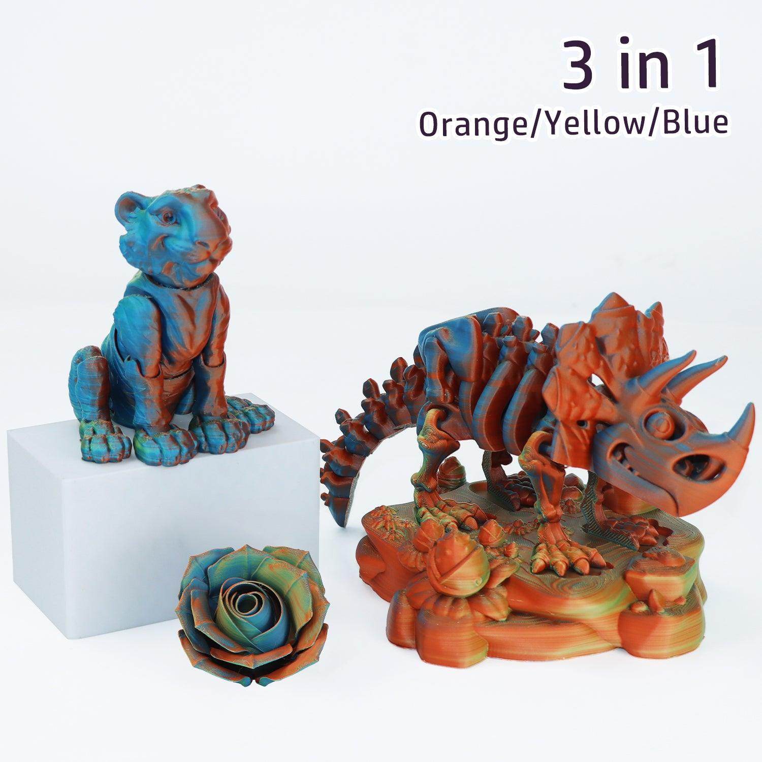 Matte Tricolor PLA Filament Orange-Blue-Yellow - Lovoon