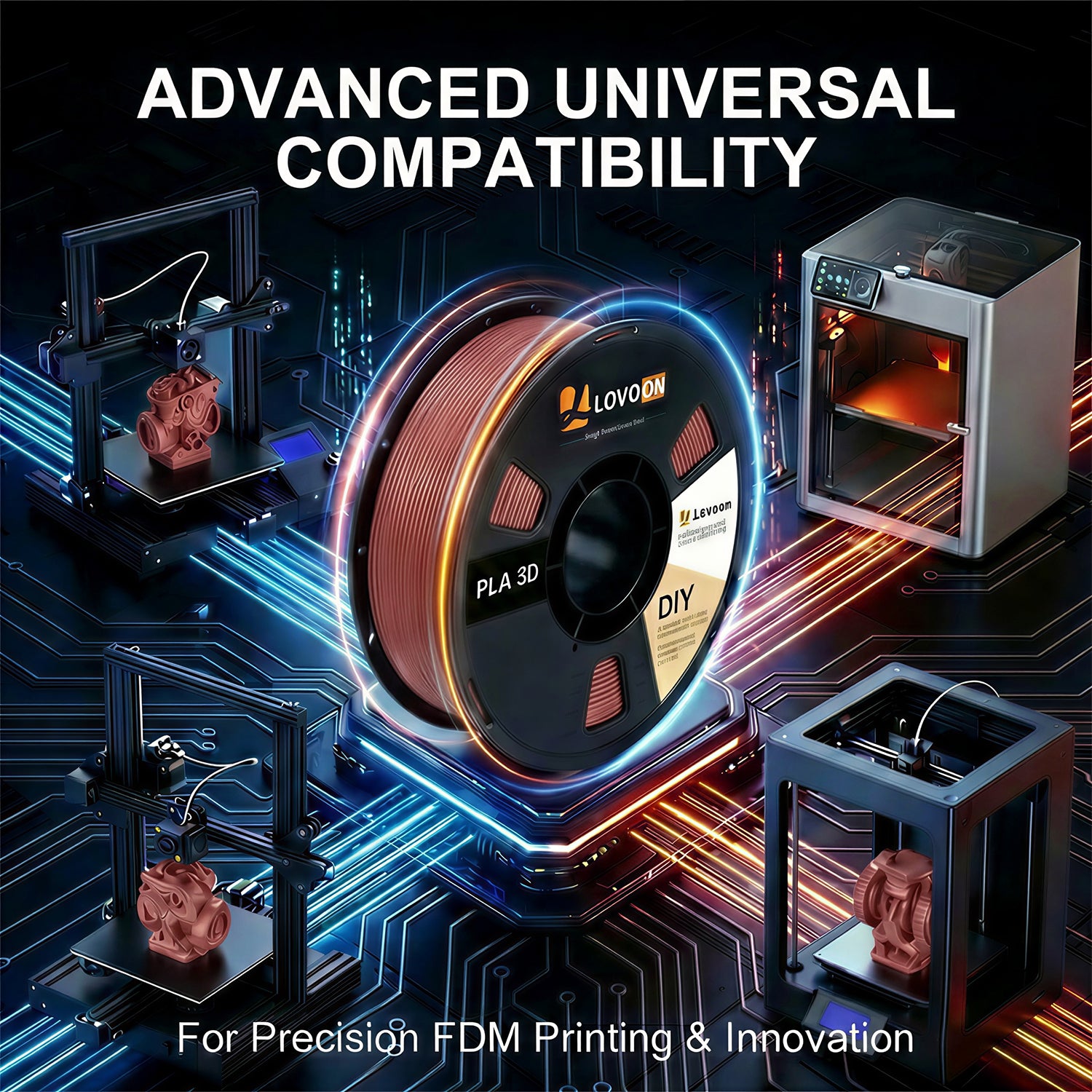 LOVOON PLA 3D Printer Filament-Brown