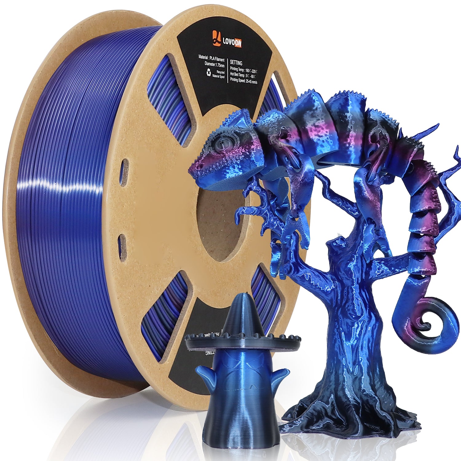 PLA Filament Schwarz-Lila-Blau Farbverlauf