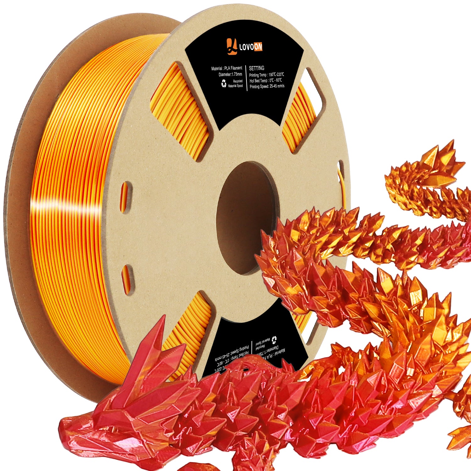 Zweifarbiges Silk PLA Filament Gold-Rot