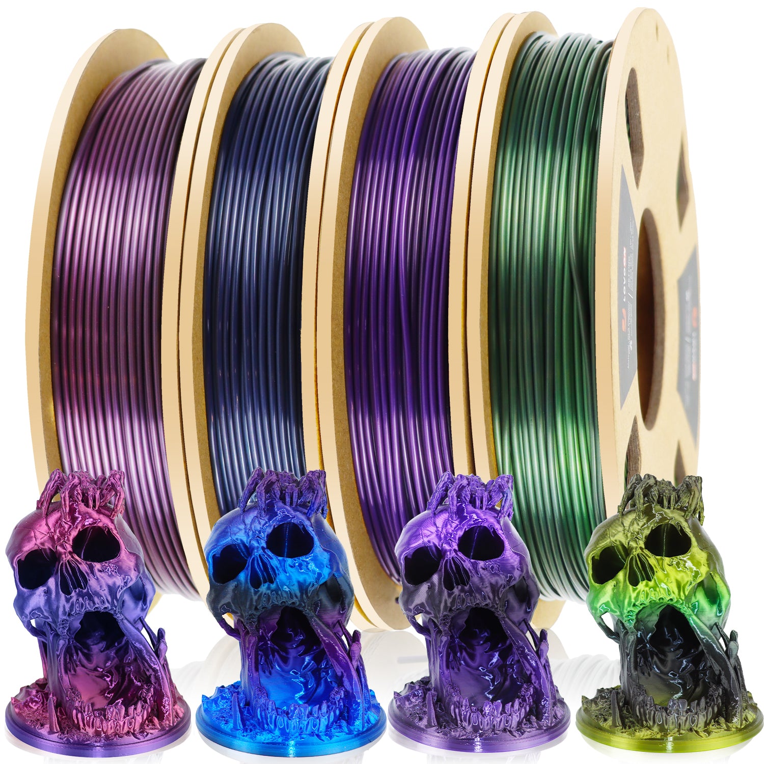 PLA-Filamentbündel Color Shift Gradient Silk, 200 g x 4 Spulen