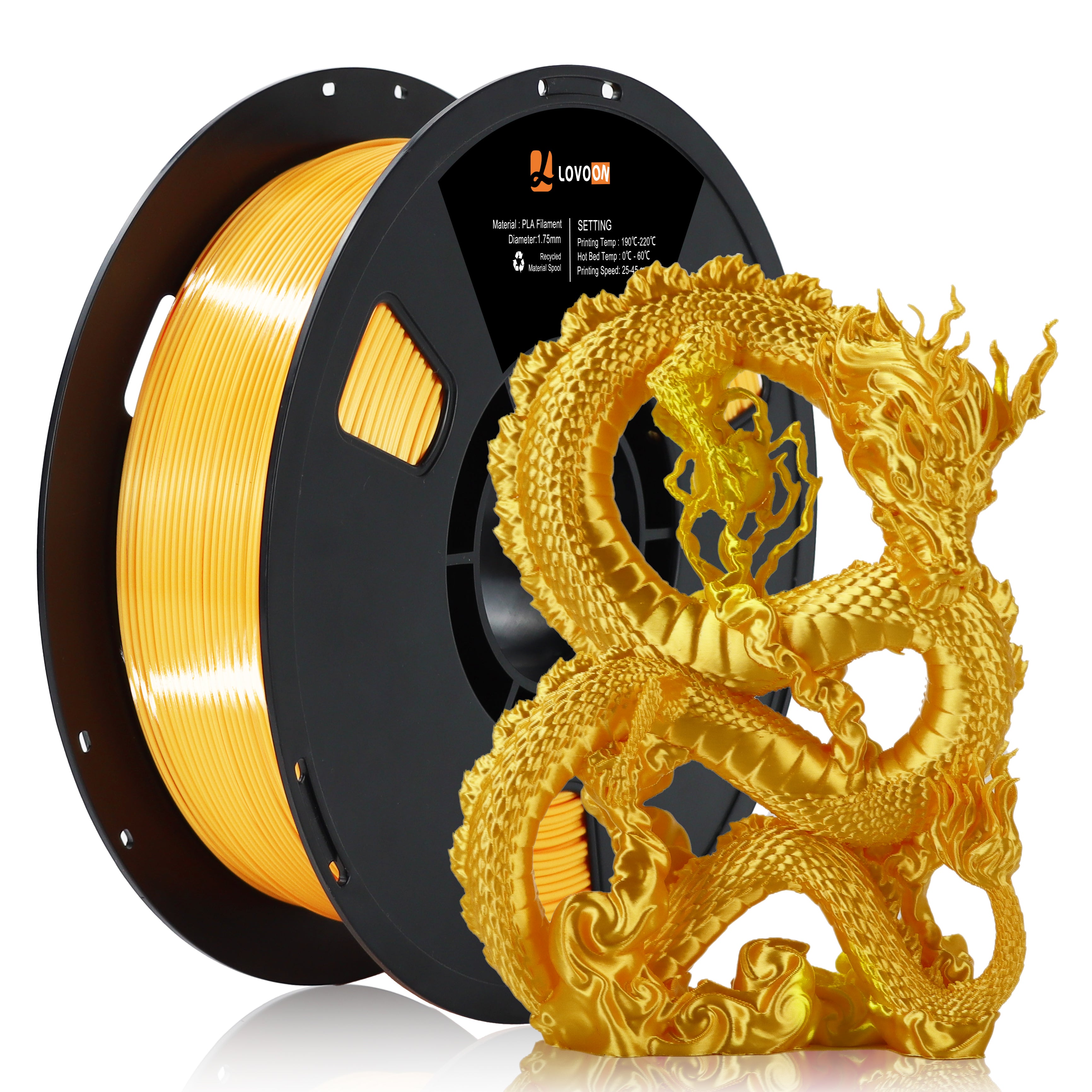 Silk PLA Filament Gold Shiny Surface