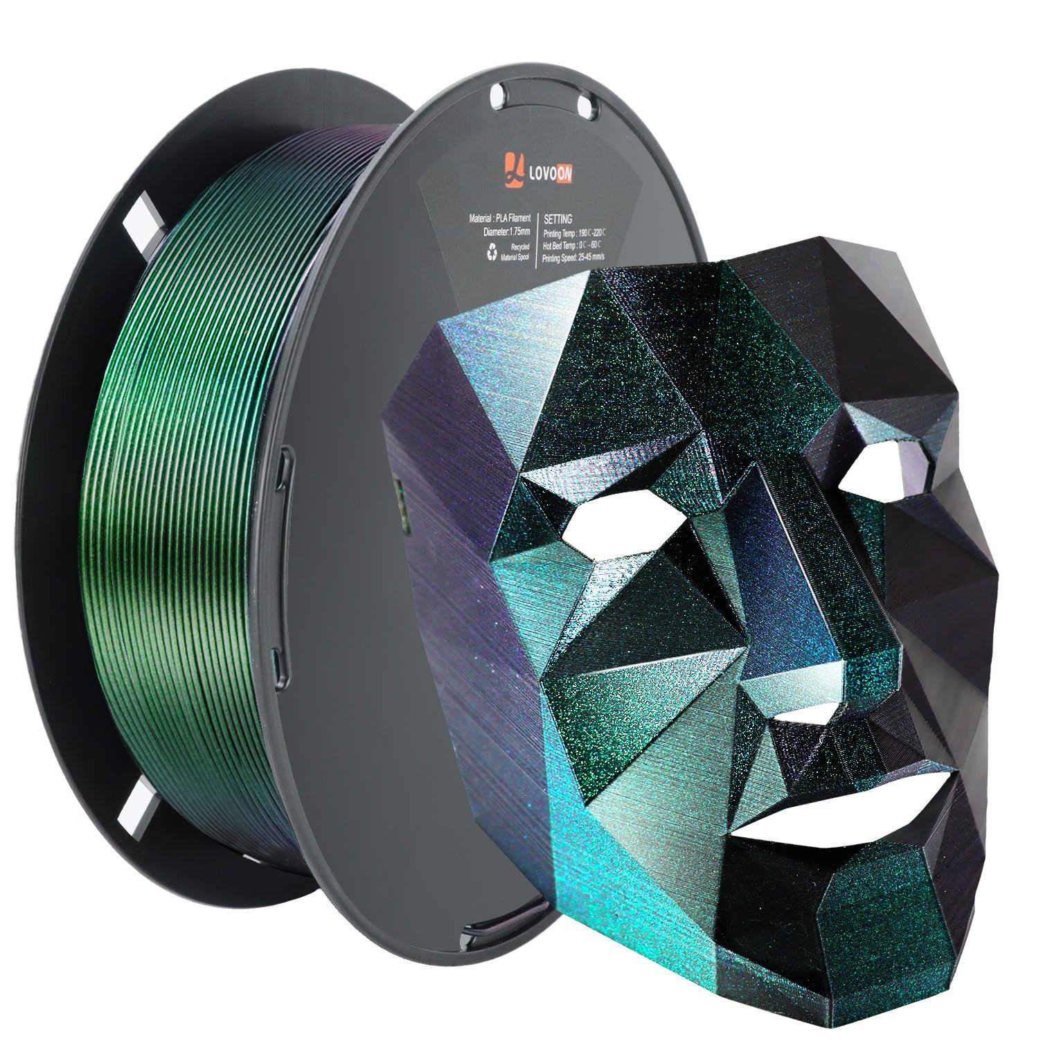 Sparkle PLA Filament Galaxy Green Burnt Titanium