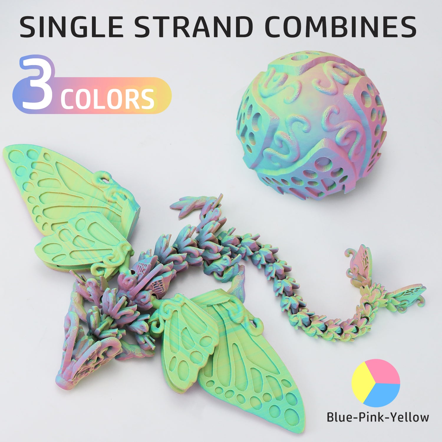 Mattes dreifarbiges PLA-Filament Pink-Gelb-Blau