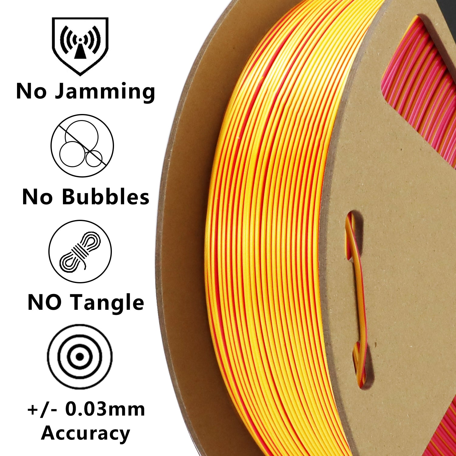 Tricolor Silk PLA Filament Gold-Rot-Violett