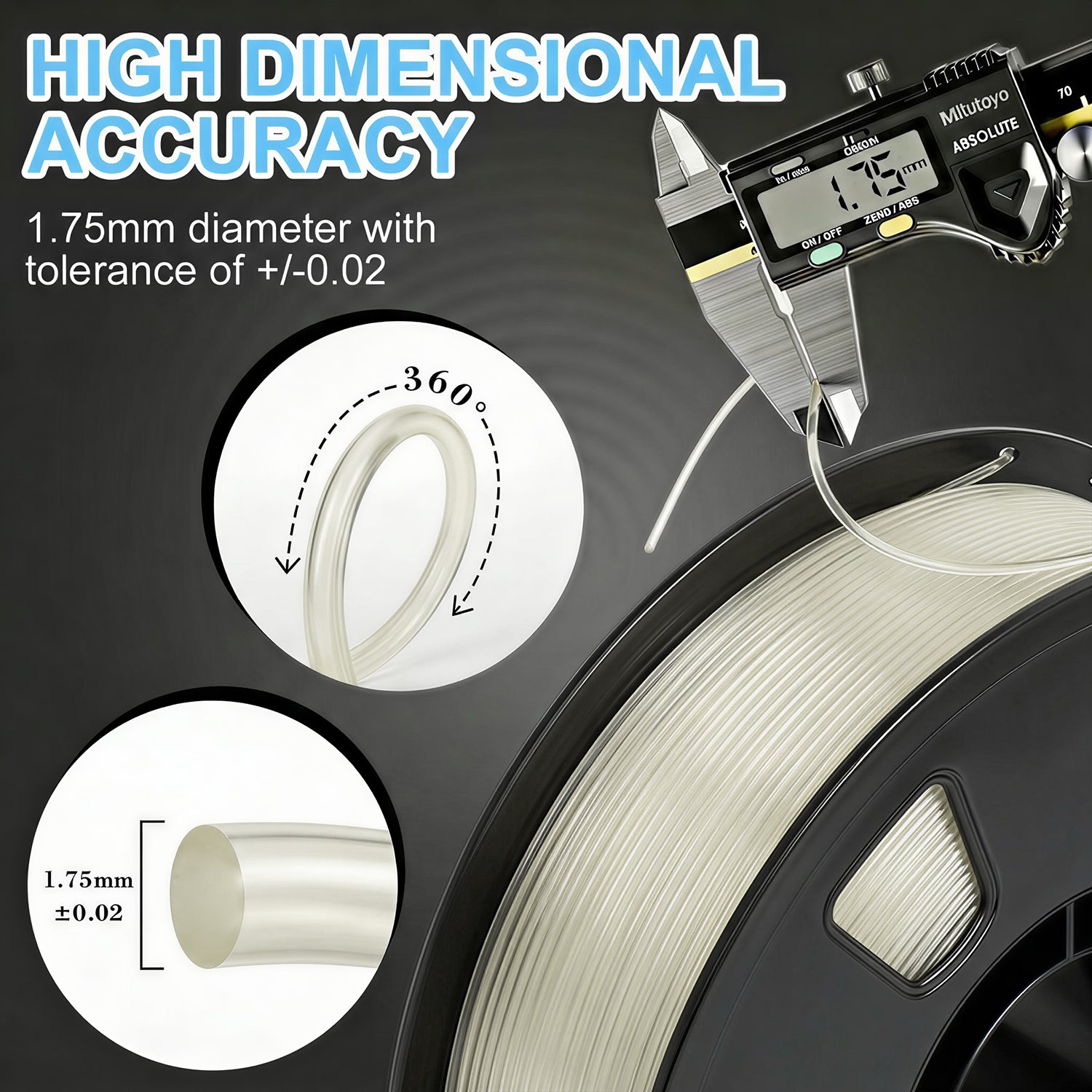 LOVOON PLA 3D Printer Filament 1kg-Transparent
