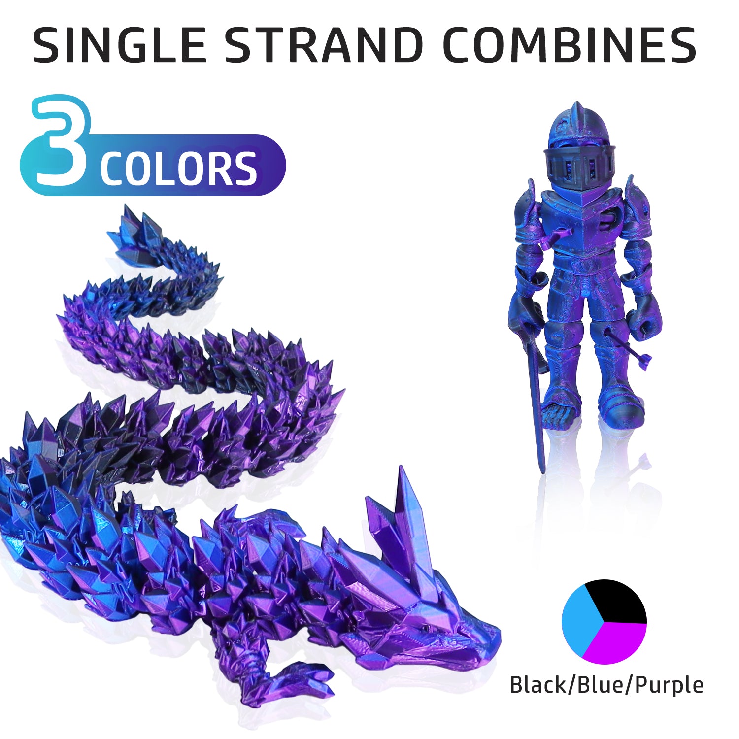 Tricolor Silk PLA Filament Blau-Schwarz-Lila