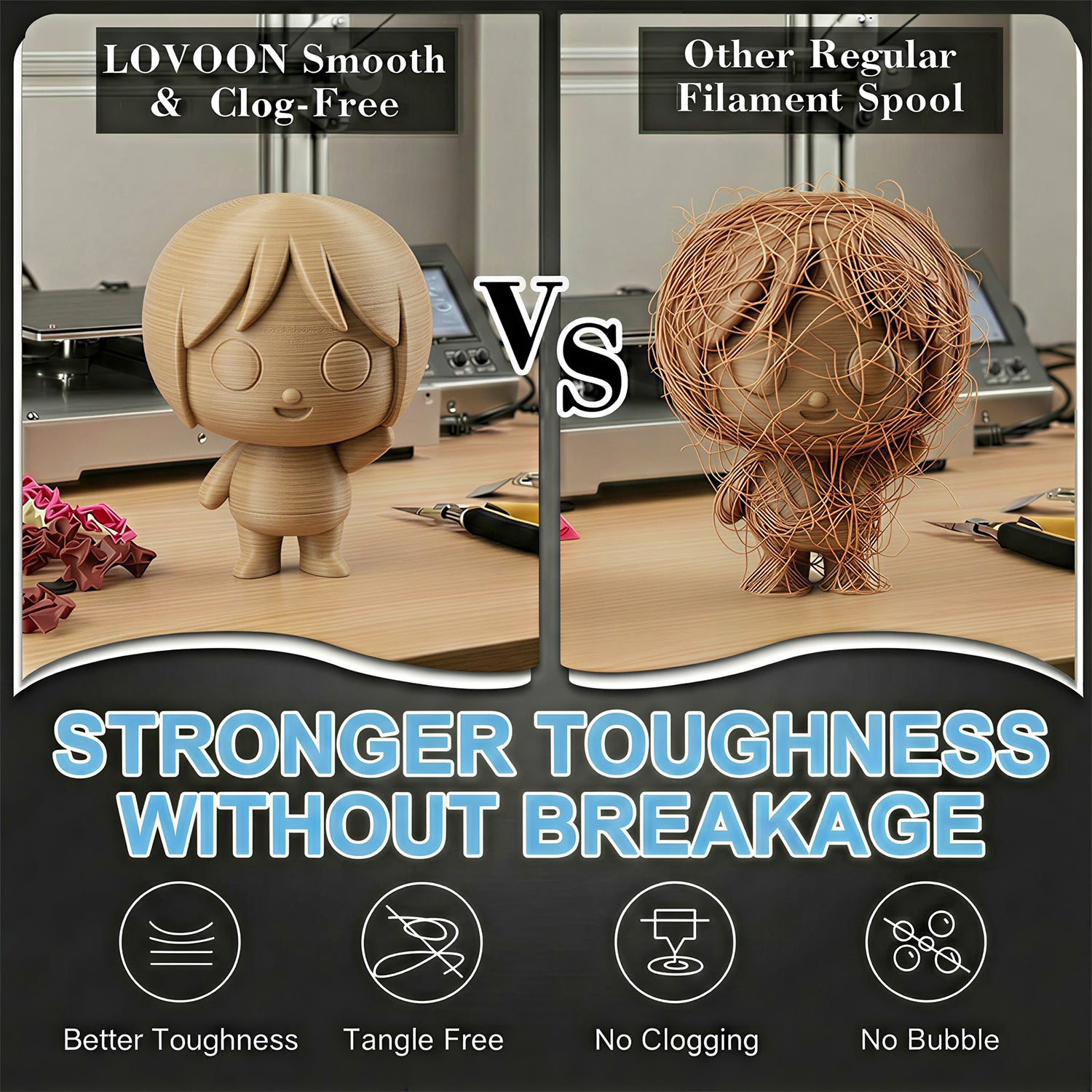LOVOON PLA Filament 1KG-Wood Color