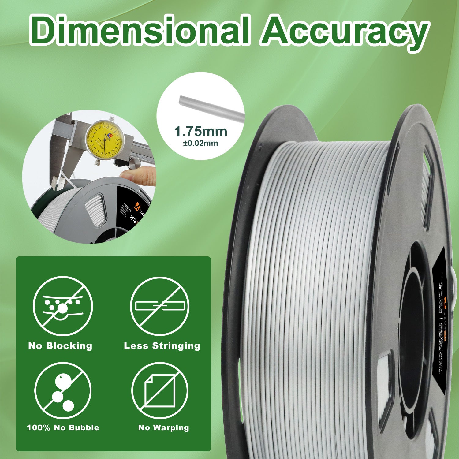 Silk PLA Filament Silver Shiny Surface