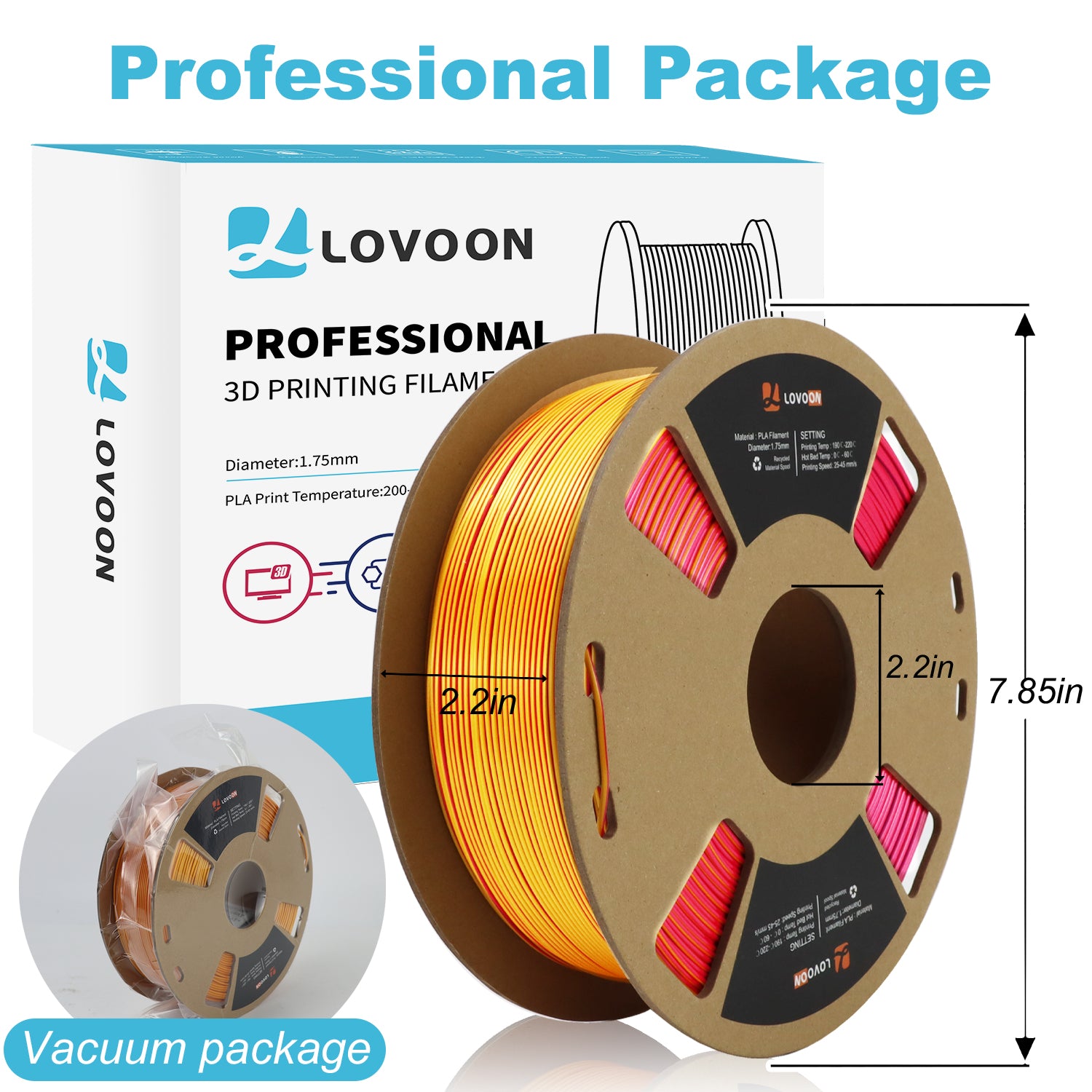 Tricolor Silk PLA Filament Gold-Rot-Violett