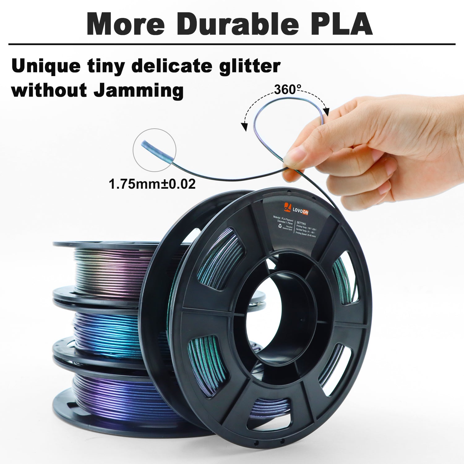 Sparkle PLA Filament Bundle Galaxy Red-Purple-Blue-Green 200g x 4 Spools