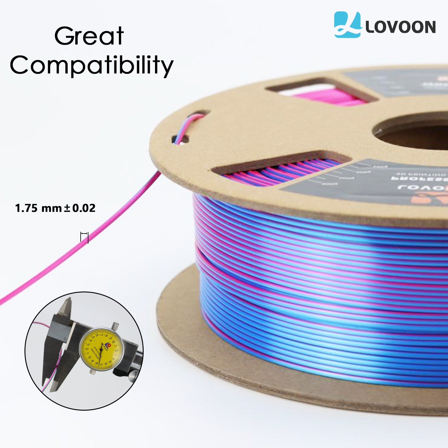 Zweifarbiges Silk PLA Filament Himmelblau-Rosenrot