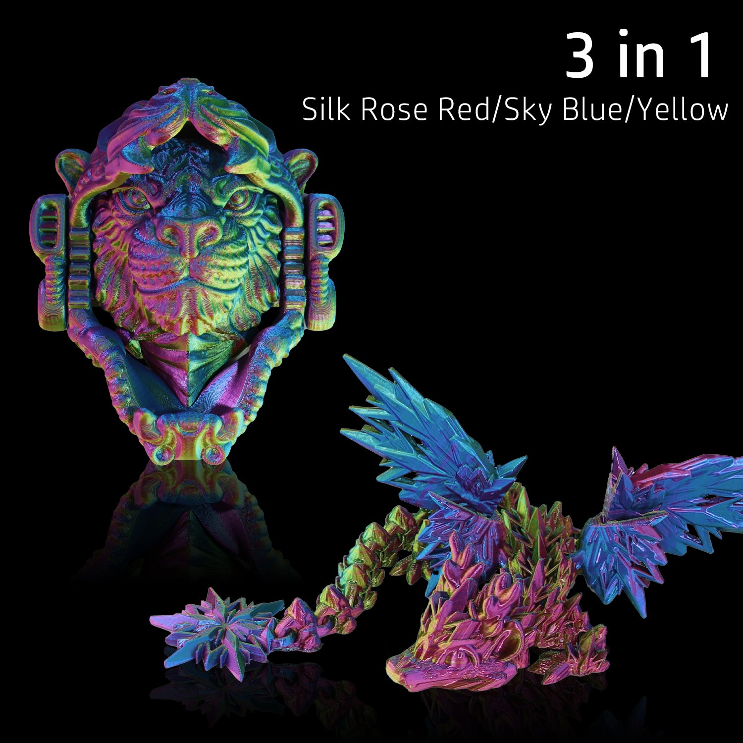 Tricolor Silk PLA Filament Rosarot-Himmelblau-Gelb