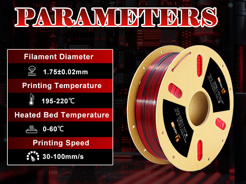 Zweifarbiges Silk PLA Filament Rot-Schwarz