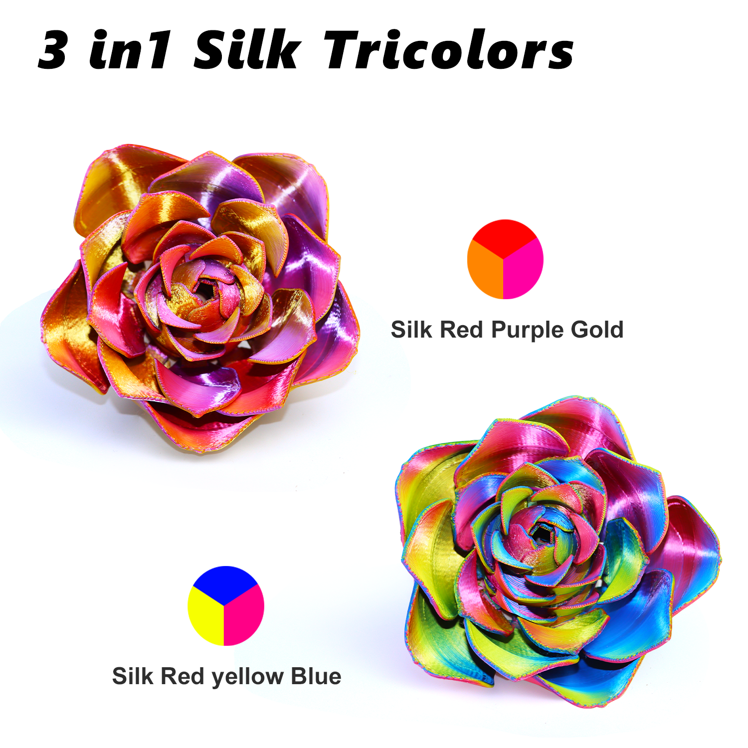 Tricolor Silk PLA Filament Gold-Rot-Violett