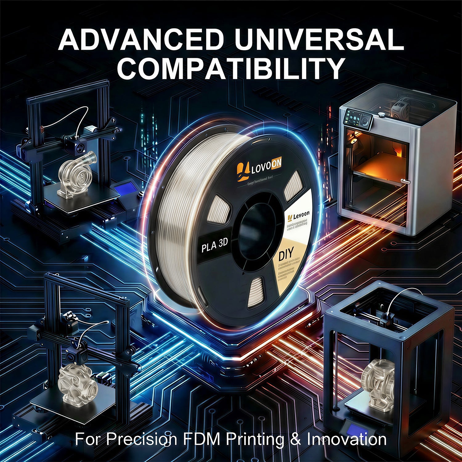 LOVOON PLA 3D Printer Filament 1kg-Transparent