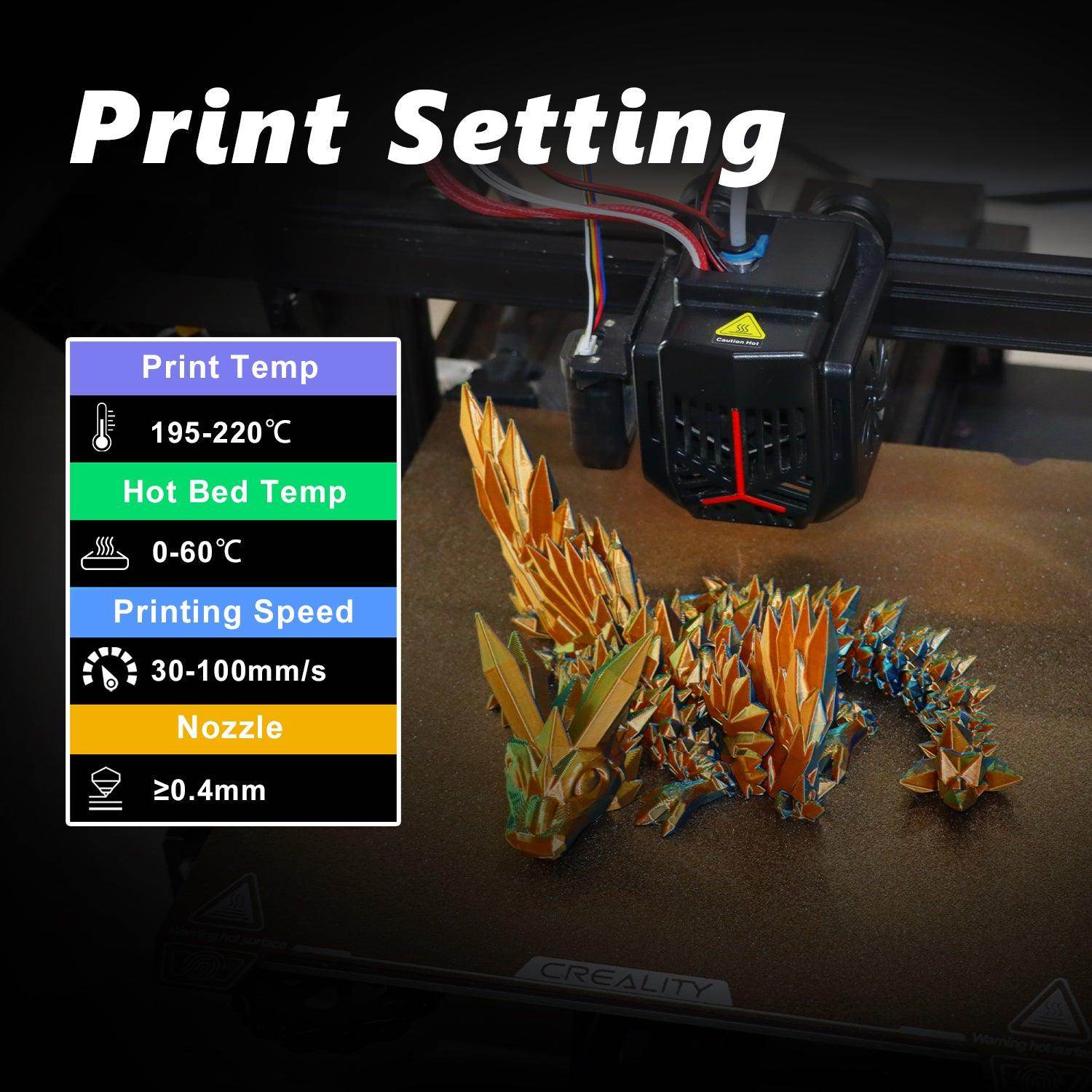 Tricolor Silk PLA Filament Bundle Rainbow, 200g x 4 Spools - Lovoon