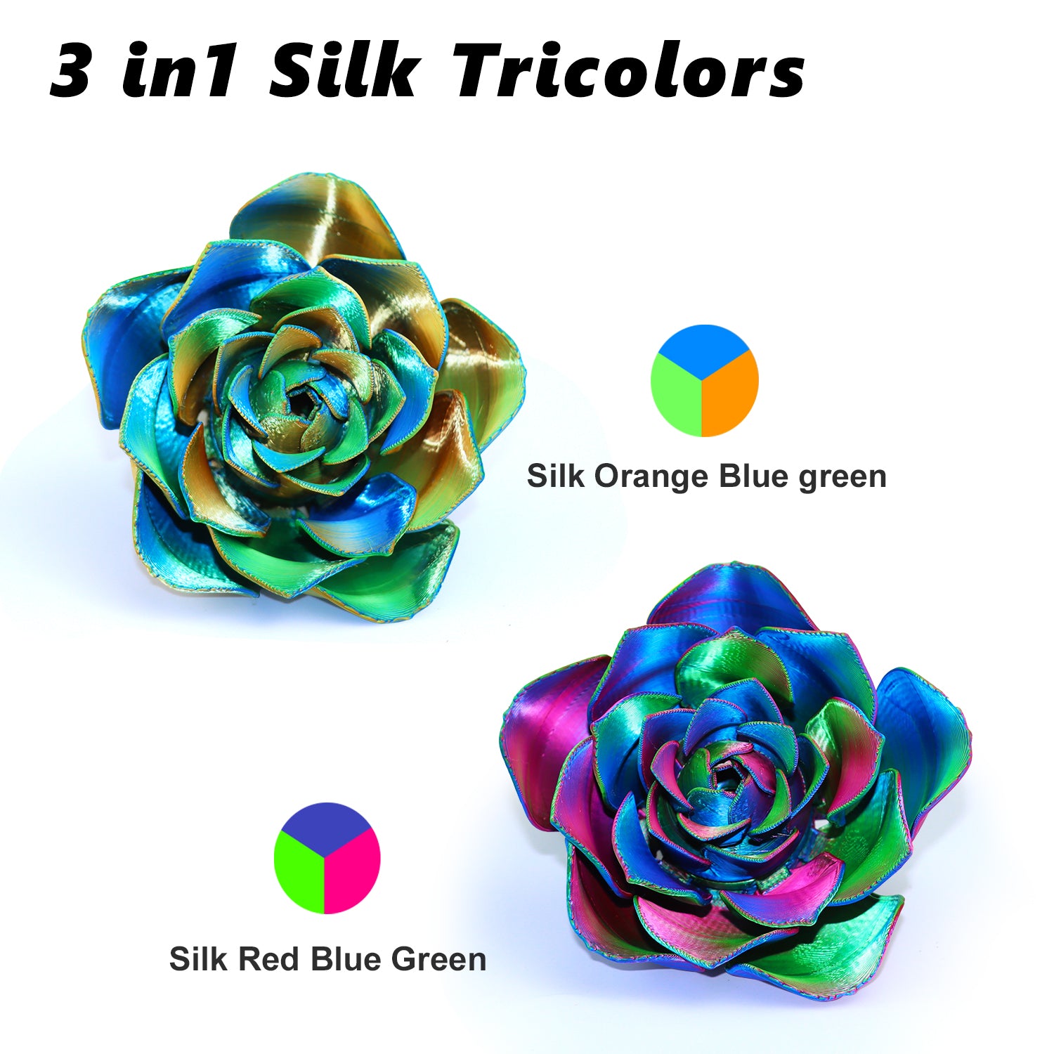 Tricolor Silk PLA Filament Grün-Rot-Blau