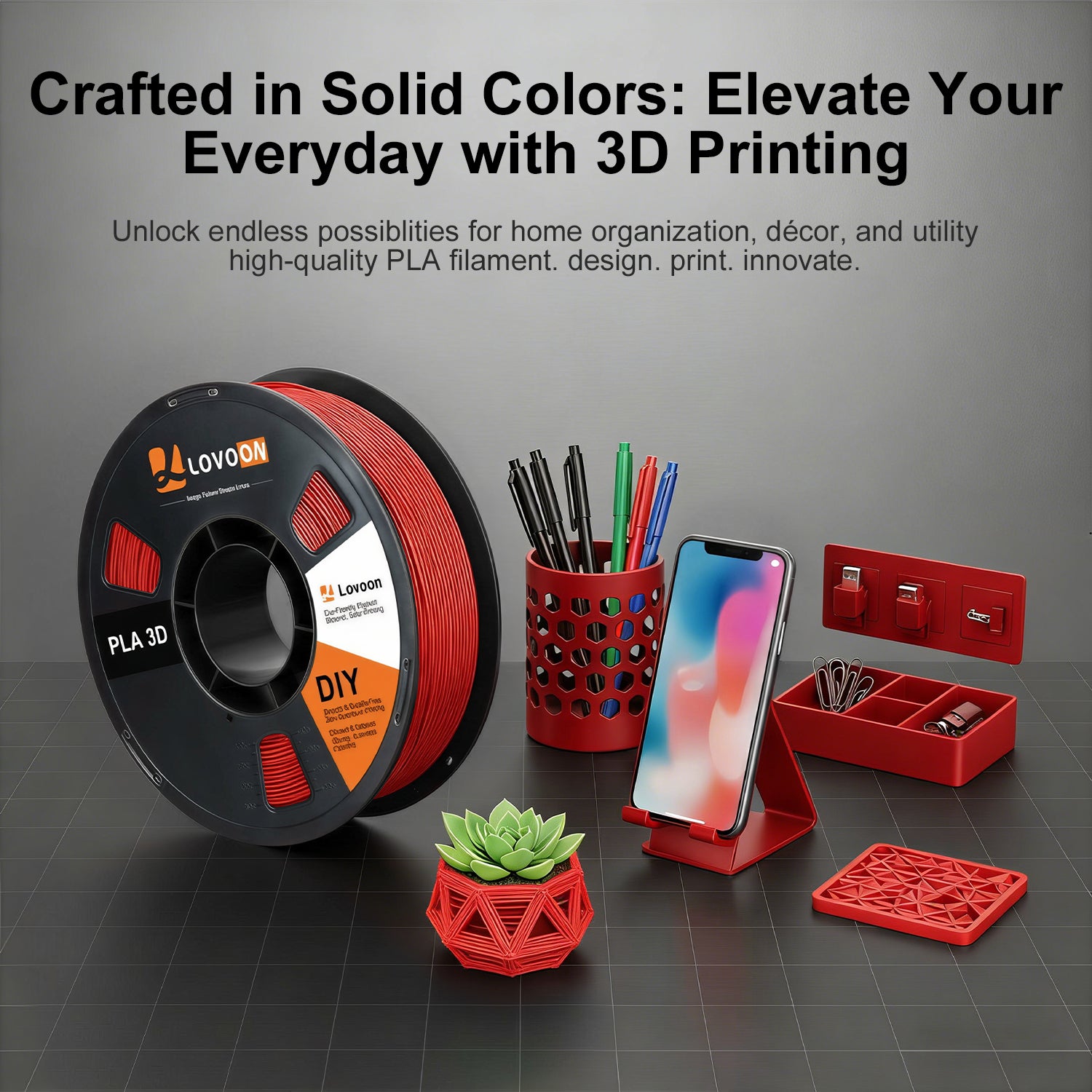 LOVOON PLA Filament Red 1KG