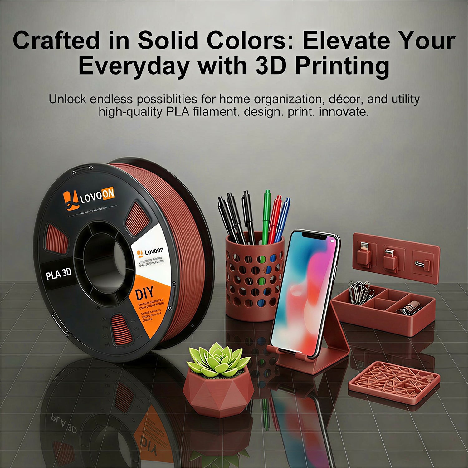 LOVOON PLA 3D Printer Filament-Brown