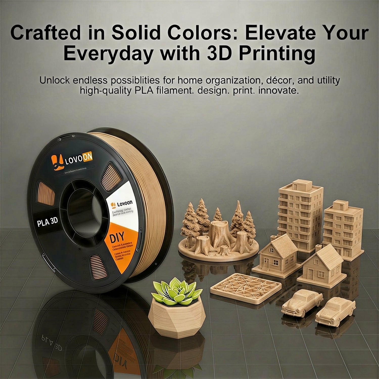 LOVOON PLA Filament 1KG-Wood Color